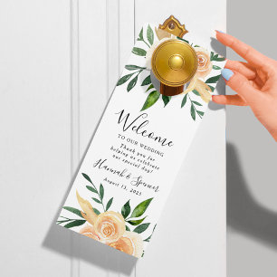 Aviso De Porta Rosas Pêssego Boas-vindas de Casamento & Não Per