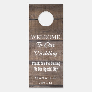 Aviso De Porta Rustic Wood Weding Welcome Door Hanger