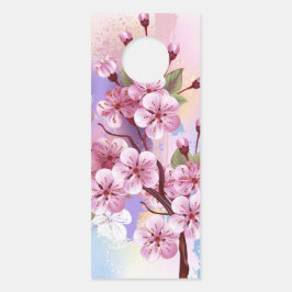 Aviso De Porta Sakura rosa no fundo da pintura