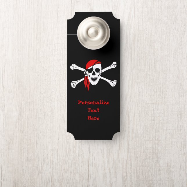 Aviso De Porta Sala Personalizada Pirata e Crossbones (Na maçaneta)