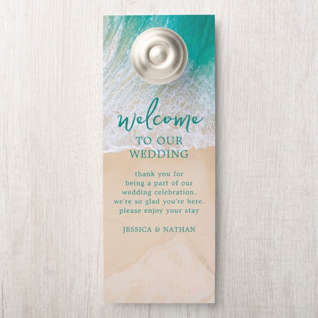 Aviso De Porta Sandy & Salty Beach I Turquoise I Wedking Welcome (Criador carregado)