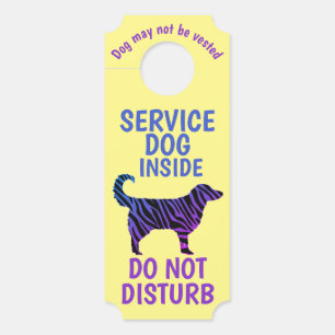 Aviso De Porta Service Dog Hotel Room Door Hanger amarelo