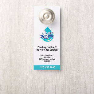Aviso De Porta Serviço de Canalização Logotipo de Gota de Água Ne