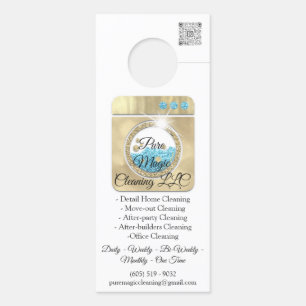 Aviso De Porta Serviço de Limpeza Lava Código QR Branco