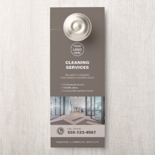 Aviso De Porta Serviços Modernos de Limpeza Taupe QR Pingente de
