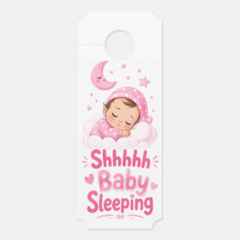 Aviso De Porta Shhh Bebê Menina Dormindo - Grande Pingente de Por