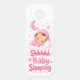 Aviso De Porta Shhh Bebê Menina Dormindo - Grande Pingente de Por