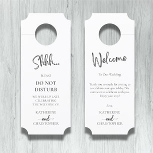 Aviso De Porta Shhh, Elegante Branco Negro, Não Incomodar Casamen