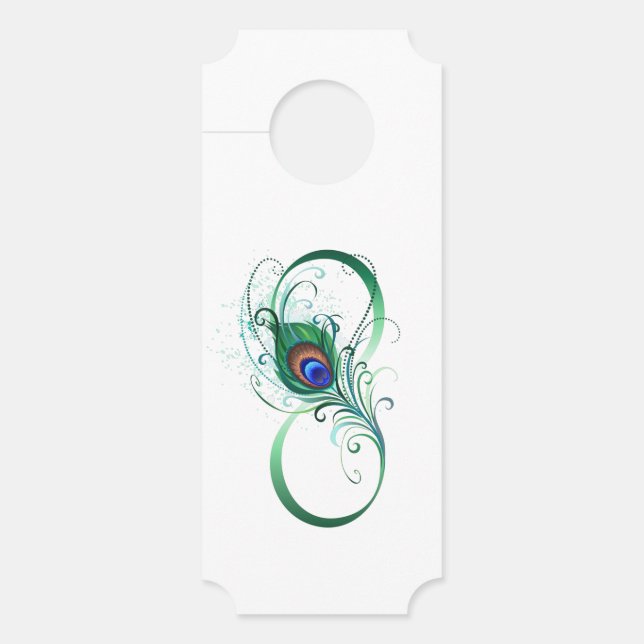 Aviso De Porta Símbolo de Infinito com Pena de Pavão (Frente)