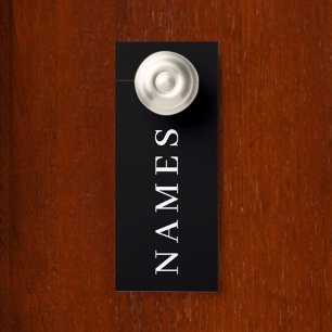 Aviso De Porta Simples Preto Personalizado Adicionar Seu Nome Ele