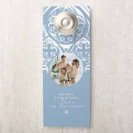 Aviso De Porta Snowy Gothic Winter Fairytale Blue Foto de Natal