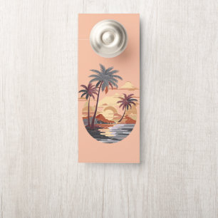 Aviso De Porta Sol havaiano com palmeira.