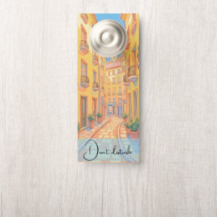 Aviso De Porta Sunny European Street Cozy Architecture Viagem Art