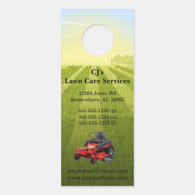 Aviso De Porta Sunny Lawn Care (Frente)