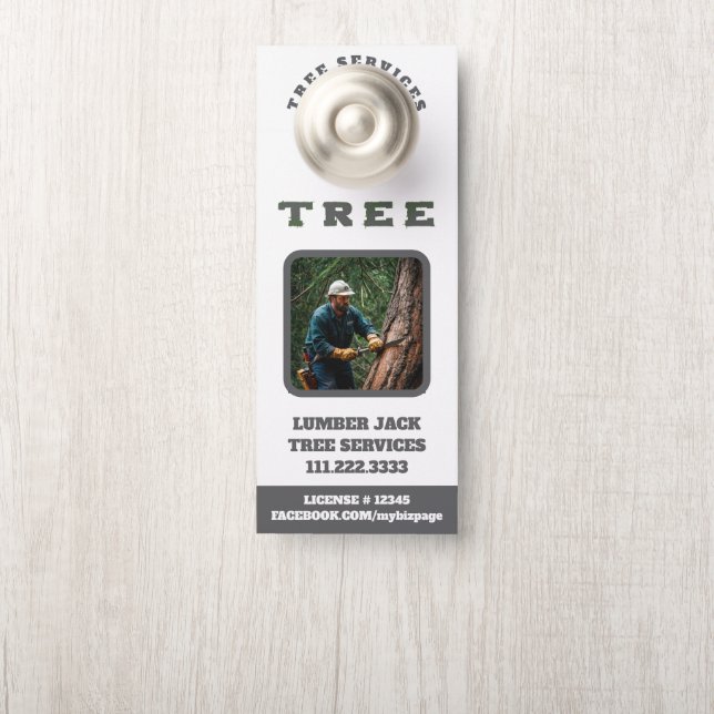Aviso De Porta *~* Tree ServicesLumber Jack QR Door (Na maçaneta)
