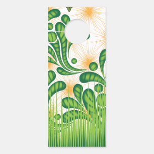 Aviso De Porta Um padrão artístico verde e dourado representando