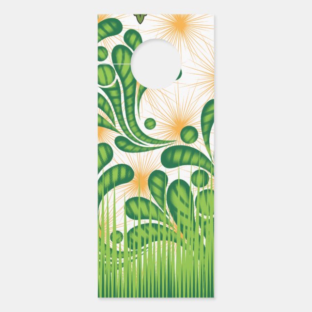 Aviso De Porta Um padrão artístico verde e dourado representando  (Frente)
