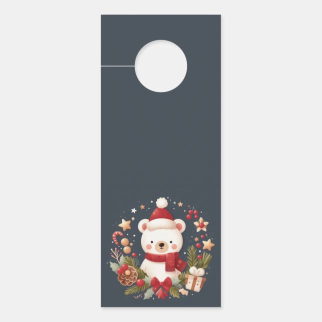 Aviso De Porta Urso de Natal/Inverno em coroa (Frente)