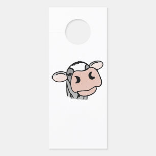 Aviso De Porta vaca de desenho animado preto branco rosa beijo ci