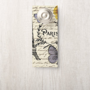 Aviso De Porta vintage rustic borterfly paris eiffel torre