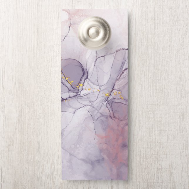 Aviso De Porta Violeta e Dourado Marble (Na maçaneta)