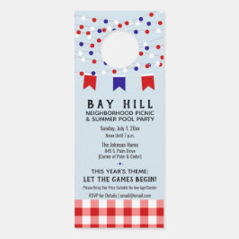 Aviso De Porta Vizinho Picnic e Convite de festas de Piscina de V