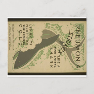 Aviso do cartão postal sobre pneumonia