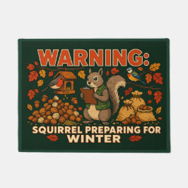 Aviso Esquilo Preparando-se para o Inverno Tapete