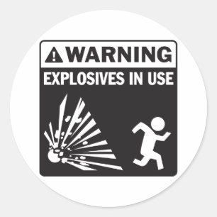 Aviso! Explosivos na etiqueta do uso