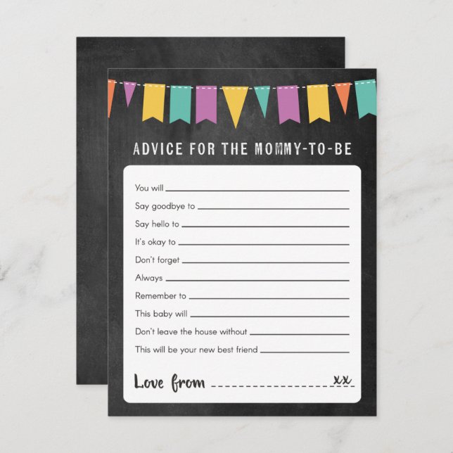 Aviso para o Cartão de Jogo para Mamães a Serem Ch (Frente/Verso)