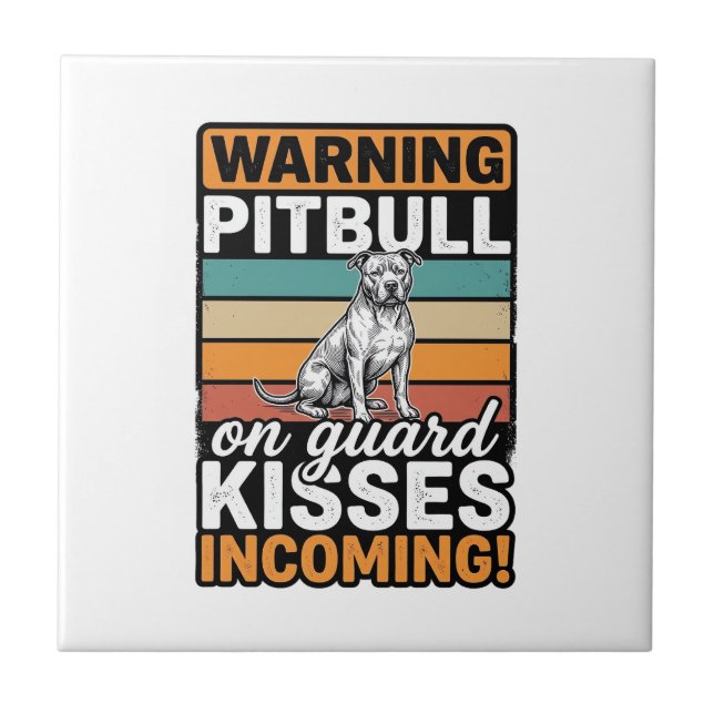 Avisos de Pitbull Beijos a Caminho Design de Cacho (Frente)