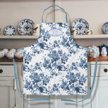 Avó Branca e Azul do Jardim Inglês<br><div class="desc">Este belo chintz inglês, luz e vintage padrão floral apron foi criado de uma sucata rasgada de um antigo trabalho de arte de papel de parede em azul e branco de Delft. A cor na imagem foi restaurada e o padrão repetido recriado para produzir este eterno, um avental elegante com...</div>