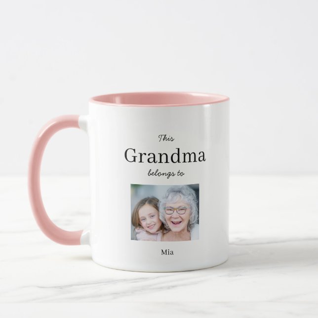 Avó Pertence a, Caneca de Café com Foto Personaliz (Esquerda)
