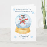 Avô Snow Globe Snowman Cartão de Férias de Natal<br><div class="desc">Cartão de Natal colorido para o seu neto Excelente - Globo de neve de Natal com dentro de Snowman.</div>
