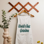 Avó: texto verde longo avental<br><div class="desc">Apron com a melhor avó do mundo em texto verde azul 3D. Apron disponível em vários estilos e cores.</div>