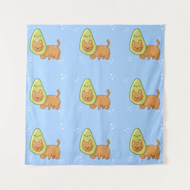 Avocado Cat Tapeçaria (Frente)