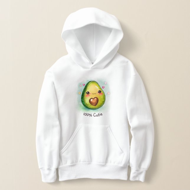 Avocado Cutie com seu texto - Crianças Hoodie (Postura )