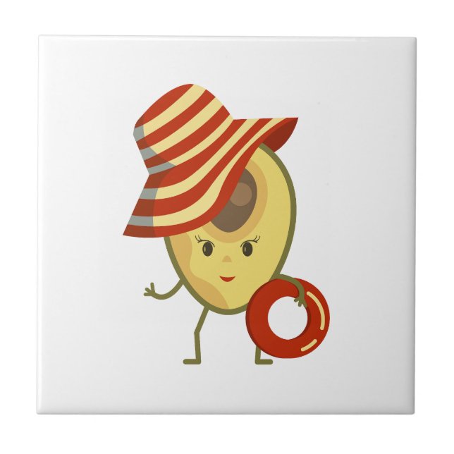 Avocado, garota de praia com chapéu de sol e anel  (Frente)