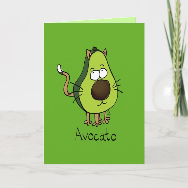 Avocato Cute Avocado Cat Engraçado Cartão de Sauda (Frente)