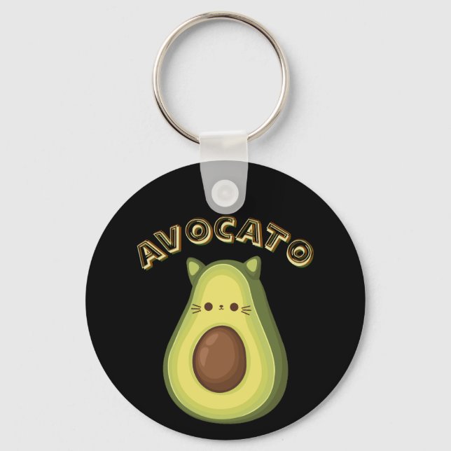 AVOCATO - Gato Engraçado e Chaveiro Avocado Amante (Frente)