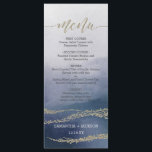 Awash Elegant Watercolor no Menu de Casamento do S<br><div class="desc">Awash Elegant Watercolor em Surf com faux Gold Foil Script e detalhes Cartões de Menu de Casamento com letra de Letra com Mão Trendy! Verifique meu compro para ver toda a coleção de casamento com este design!</div>