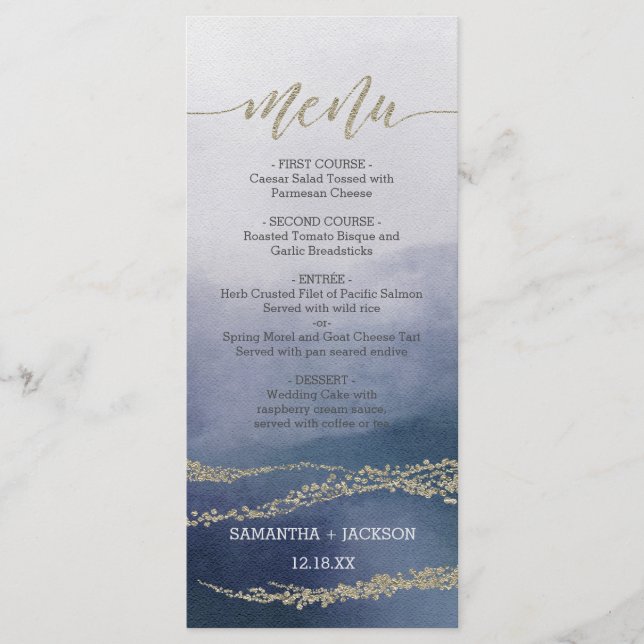 Awash Elegant Watercolor no Menu de Casamento do S (Frente)