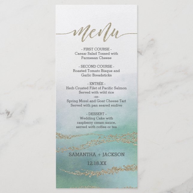 Awash Elegant Watercolor no menu Ocean Weding (Frente)