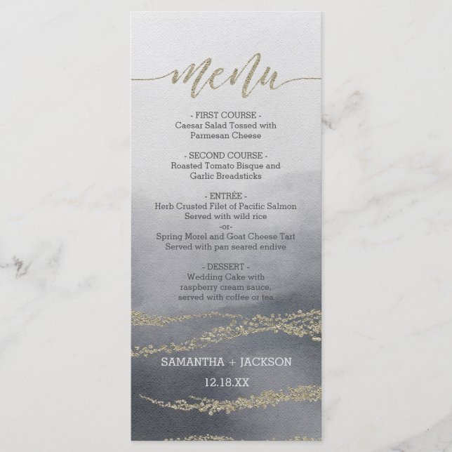 Awash Elegant Watercolor no Smoke Wedding Menu (Frente)
