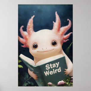 Axolote Lendo Fique Estranho Livro Impressão Pared