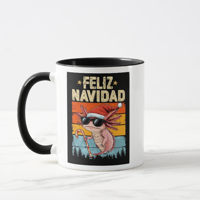 Axolotes Sorridentes Feliz Navidad Caneca - Vintag (Esquerda)