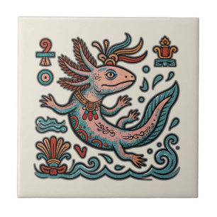 Axolotl Asteca Xolotl pedra erodida tribal boho ar