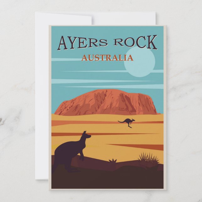 Ayers Rock Austrália - Placa Plana Viagens vintage (Frente)