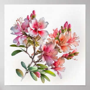 Azalea rosa Flores Impressão