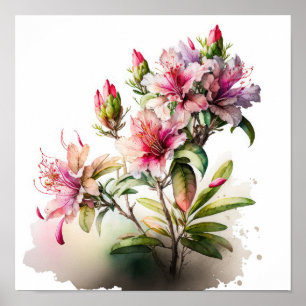 Azalea rosa Flores Impressão